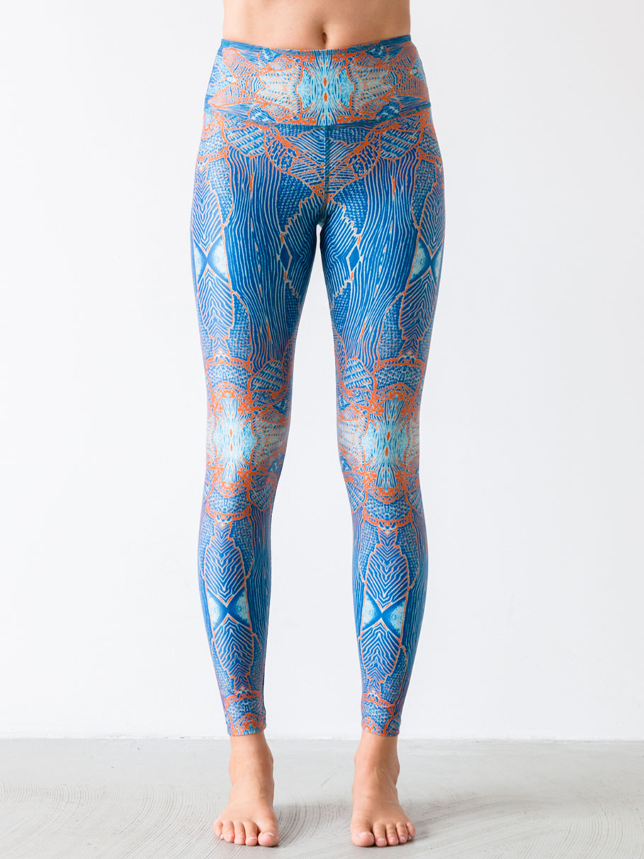 Yoga Pants Paradise Birds Blue